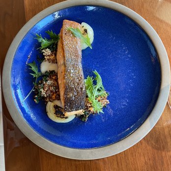 Madera - King salmon - crispy skin! - New American Near Me - Menlo Park, California Madera - King salmon - crispy skin! - New American Near Me - Menlo Park, California