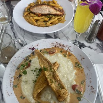 Blossoms Brunch Bar - Catfish and grits pasta and salmon - Breakfast & Brunch Near Me - Rahway, New Jersey Blossoms Brunch Bar - Catfish and grits pasta and salmon - Breakfast & Brunch Near Me - Rahway, New Jersey