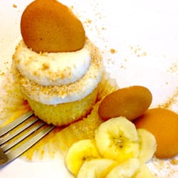 Eat My Treat Cupcake Truck - OMG! Banana Pudding, Our Banana Cupcake filled with Banana Pudding, Banana Frosting, topped with Wafer Crumbs and Wafer Cookie