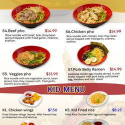 Thai Naka Restaurant - Pho and kid menu