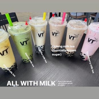 VieTea Boba - these r the 5 flavors that i got. i recommend the oolong milk tea if you want something basic - Bubble Tea Near Me - Brunswick, Georgia
