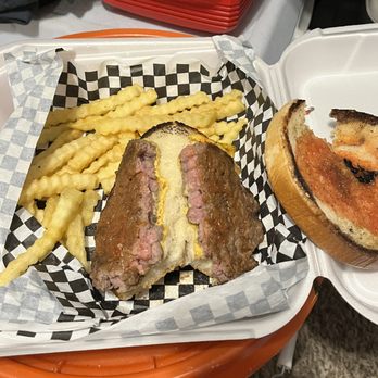 Gyro's Cafe - Burger is usually great, but this one is not worth getting sick over.   Fries were tasty. - Mediterranean Near Me - Birmingham, Alabama