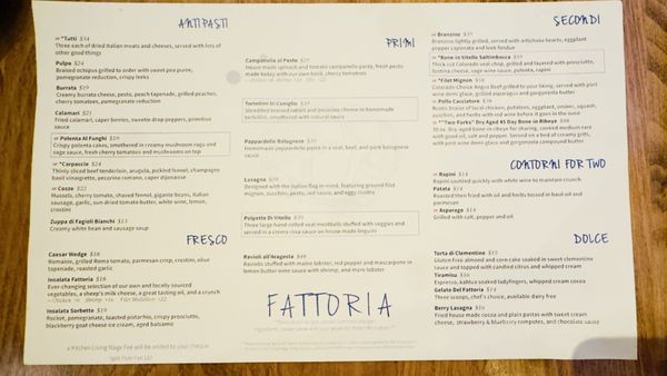 Menu photo 1 Fattoria Beaver Creek, CO Menu photo 1 Fattoria Beaver Creek, CO