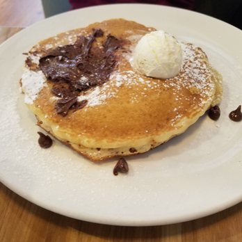 Broken Yolk Cafe - Chocolate Chip Pancakes. Regular pancakes with chips thrown on top. - Breakfast & Brunch Near Me - Oceanside, California Broken Yolk Cafe - Chocolate Chip Pancakes. Regular pancakes with chips thrown on top. - Breakfast & Brunch Near Me - Oceanside, California