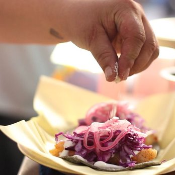 Chicano Nuevo - Ensenada Fish Tacos
Tempura beer-battered whitefish on blue corn tortillas topped with cabbage, pickled onions, crema and cotija. - Mexican Near Me - San Francisco, California Chicano Nuevo - Ensenada Fish Tacos
Tempura beer-battered whitefish on blue corn tortillas topped with cabbage, pickled onions, crema and cotija. - Mexican Near Me - San Francisco, California