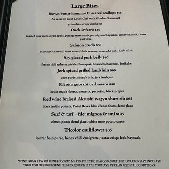 Lira - Menu 2 - New American Near Me - Campbell, California