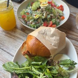 AVO COBB FRIED CHICKEN SANDWICH Passion fruit agua fresca Everything tasted so fresh Great atmosphere Friendly and attentive staff