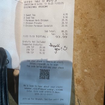 The Cheesecake Factory - Bill - Desserts Near Me - Orlando, Florida