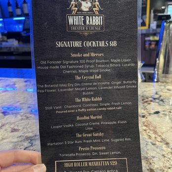 White Rabbit Theater and Lounge - Lounge cocktail menu - Performing Arts Near Me - Reno, Nevada