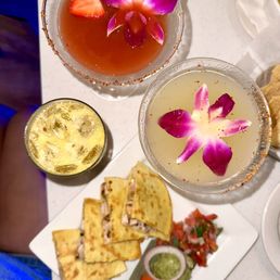 Cucumber martini, chicken fajita quesadillas, strawberry martini