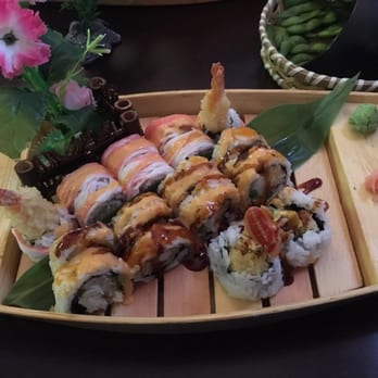 Asahi - The spicy cowboy roll in front & spicy lobster roll in back. Both amazing! - Sushi Bars Near Me - Ada, Oklahoma