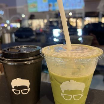 Gregorys Coffee - Macchiato (left) and Strawberry Matcha (right) - Coffee & Tea Near Me - Jacksonville, Florida