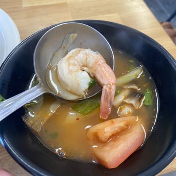 Thai Noodle King - Medium shrimp size in Tom yum shrimp bowl - Thai Near Me - Bellflower, California Thai Noodle King - Medium shrimp size in Tom yum shrimp bowl - Thai Near Me - Bellflower, California
