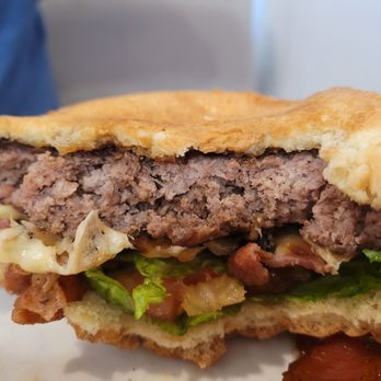 Nancy's Cafe - Burger was so dry/burnt and no seasoning.  We left half of the burger. - Breakfast & Brunch Near Me - Auburn, California