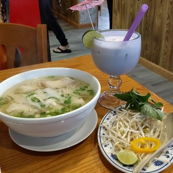 Pho 99 - Extra chicken pho with taro milk tea - Vietnamese Near Me - Manchester, Connecticut