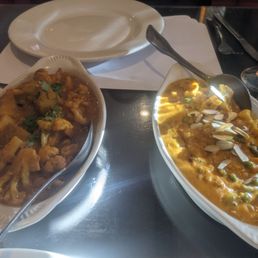 Delicious vegetable korma and aloo gobi