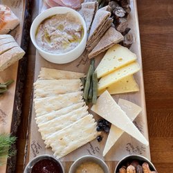 Maine Tasting Center - Charcuterie Board Meat and Cheeses, crackers, bread, Maine blueberries, raspberry chutney, candied nuts - sweet savory and delicious