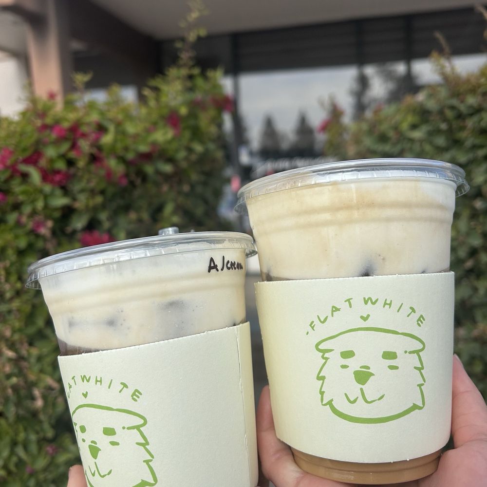 Flat White Coffee - americano and honey oat - Cafes Near Me - Cypress, California