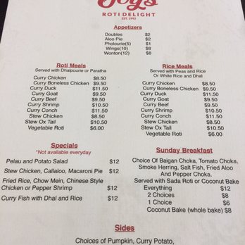 Joy's Roti Delight - Menu - Indian Near Me - Lauderhill, Florida Joy's Roti Delight - Menu - Indian Near Me - Lauderhill, Florida