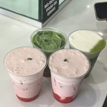 DAMO - strawberry einspanner (2x), matcha einspanner, strawberry matcha latte - Coffee & Tea Near Me - Los Angeles, California