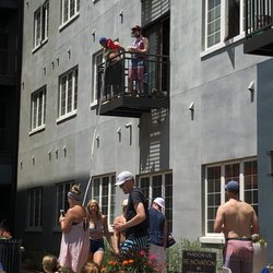The Pool at Uptown Square - A 30 ft beer bong going into the pool