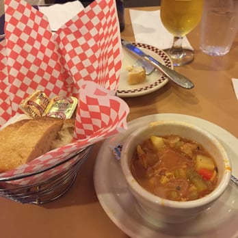 Red Line Diner - Manhattan clam chowder with fresh bread. - Diners Near Me - Fishkill, New York Red Line Diner - Manhattan clam chowder with fresh bread. - Diners Near Me - Fishkill, New York