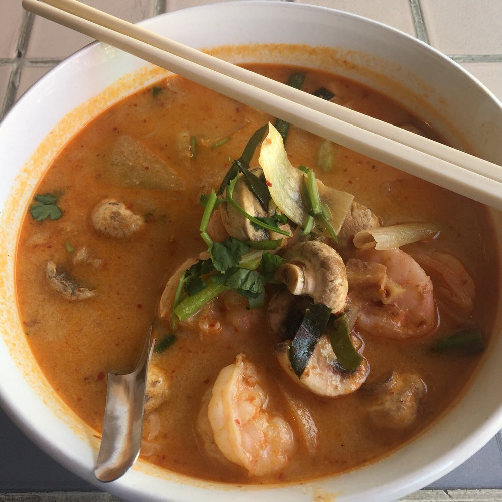 Chad Thai - Tom yum noodle soup with prawns - Thai Near Me - Burnaby, British Columbia