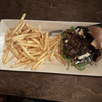 BTG Wine Bar - Wagyu Burger* -A+ with crispy fries. - Wine Bars Near Me - Salt Lake City, Utah