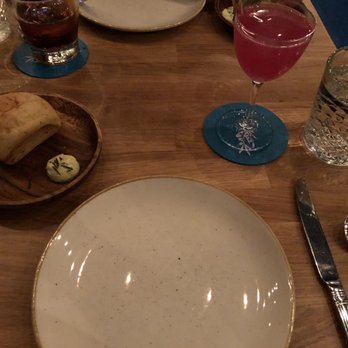 Kali Steak - Tanzanite cocktail, Negroni Lucano, and complimentary bread and butter - Steakhouses Near Me - Los Angeles, California Kali Steak - Tanzanite cocktail, Negroni Lucano, and complimentary bread and butter - Steakhouses Near Me - Los Angeles, California