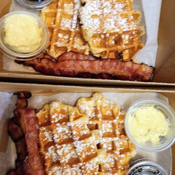 Pacific Provisions Cafe and Wine Bar - Liège waffles & bacon w/butter and syrup, kindly freshly made and well packed with utensils & napkins (2/6/26) - Coffee & Tea Near Me - Seattle, Washington Pacific Provisions Cafe and Wine Bar - Liège waffles & bacon w/butter and syrup, kindly freshly made and well packed with utensils & napkins (2/6/26) - Coffee & Tea Near Me - Seattle, Washington