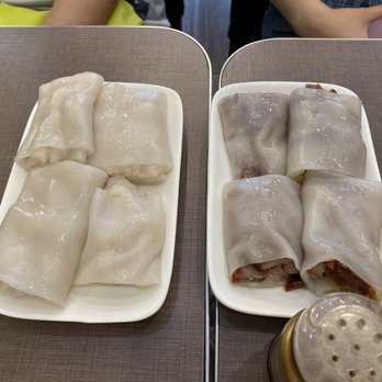 King's Kitchen - Cheung fun - fish cake (left), cha siu (right) - Chinese Near Me - New York, New York