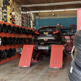 Car getting alignment Car getting alignment