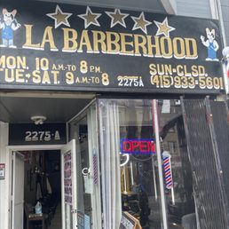 Exterior outside entrance of La barberhood - San Francisco, California Exterior outside entrance of La barberhood - San Francisco, California