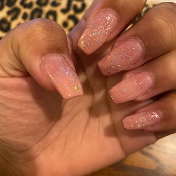 Color Nails Salon & Spa - Pink acrylic nail ombré with glitters - Nail Salons Near Me - Kahului, Hawaii Color Nails Salon & Spa - Pink acrylic nail ombré with glitters - Nail Salons Near Me - Kahului, Hawaii