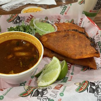 Tacos La Villa - 3 Birria style tacos with consome - Tacos Near Me - Smyrna, Georgia