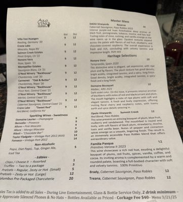 Menu photo 1 Azo VINO Wine Bar Covina, CA