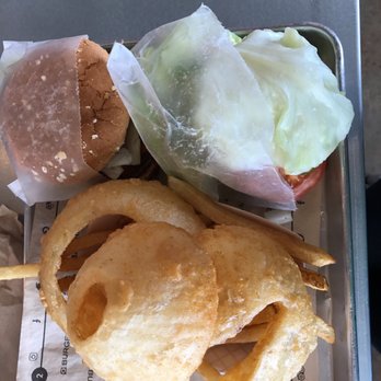 BurgerFi - My order- vegefi burger, vegefi green style, and cry and fries - Burgers Near Me - Glenview, Illinois BurgerFi - My order- vegefi burger, vegefi green style, and cry and fries - Burgers Near Me - Glenview, Illinois