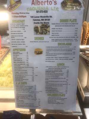 Menu photo 1 Albertos Taqueria Natchez, MS Menu photo 1 Albertos Taqueria Natchez, MS