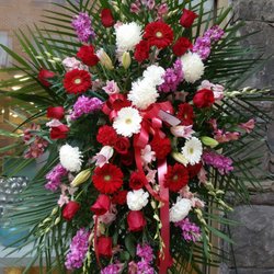 Flowers By Lili - Elegant Sympathy Tribute featuring Premium Roses, Fragrant Stock, Elegant Lilies, Full Gerber Daisies and More