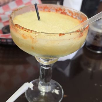 Rancho Alegre Mexican Grill - Mango margarita in a broken glass - Mexican Near Me - Deming, New Mexico