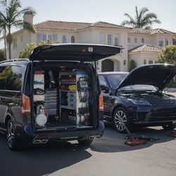 Rover Driver Mobile Service - Work in process Rear brake pad and rotor replacement on a Land Rover Range Rover in Newport Beach