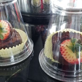 OlenaHi - Chocolate Brownie topped with choc covered strawberries ! - Salad Near Me - Honolulu, Hawaii