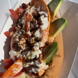 Bacon, avocado, hot lobster roll Bacon, avocado, hot lobster roll