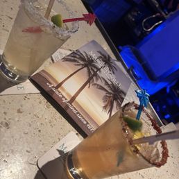 Menu , 2 margaritas. One spicy
