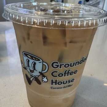Grounded Coffee House - Decaf Cafe latte with almond milk - Coffee & Tea Near Me - Corona Del Mar, California Grounded Coffee House - Decaf Cafe latte with almond milk - Coffee & Tea Near Me - Corona Del Mar, California