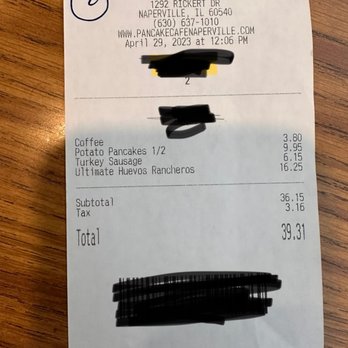 Pancake Café - the receipt for the pancake - Breakfast & Brunch Near Me - Naperville, Illinois