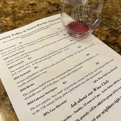 Secret Ravine Winery - Tasting menu