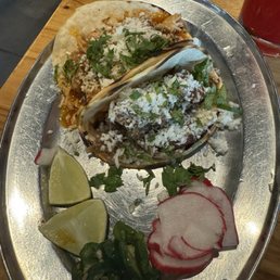 Carnita and chicken tacos