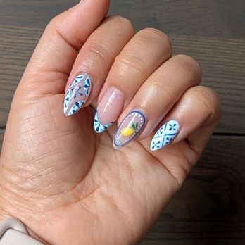 Shh Nail Bar - I wanted lemons and a Mediterranean vacay feel for my nails! - Nail Salons Near Me - San Jose, California