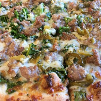 Saybrook Pizza & Restaurant - The Broccoli Rabe and Sausage pizza with a few chopped cherry peppers is divine! The crispy crispy crust is perfect - Italian Near Me - Old Saybrook, Connecticut Saybrook Pizza & Restaurant - The Broccoli Rabe and Sausage pizza with a few chopped cherry peppers is divine! The crispy crispy crust is perfect - Italian Near Me - Old Saybrook, Connecticut